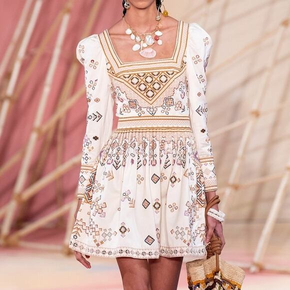 Ulla Johnson Dresses & Skirts - Ulla Johnson Adilah Beaded Embroidered Cotton Linen Mini Dress Ochre size 0